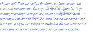 Маленький Людвиг любил бродить в одиночестве по