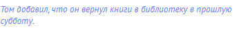 Том добавил, что он вернул книги в библиотеку в прошлую