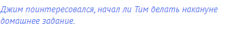 Джим поинтересовался, начал ли Тим делать накануне