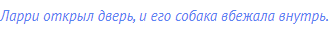 Ларри открыл дверь, и его собака вбежала внутрь.