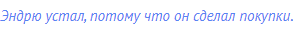 Эндрю устал, потому что он сделал покупки.