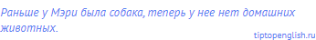 Раньше у Мэри была собака, теперь у нее нет домашних