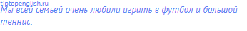 Мы всей семьей очень любили играть в футбол и большой