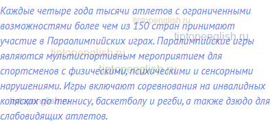 Каждые четыре года тысячи атлетов с ограниченными