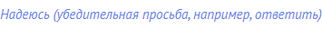 Надеюсь (убедительная просьба, например, ответить)