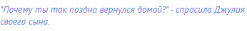 "Почему ты так поздно вернулся домой?" - спросила Джулия