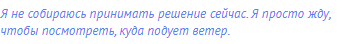 Я не собираюсь принимать решение сейчас. Я просто жду,