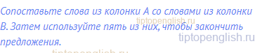 Сопоставьте слова из колонки А со словами из колонки В.