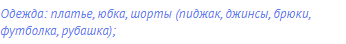 одежда: платье, юбка, шорты (пиджак, джинсы, брюки,